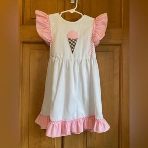 CEIL AINSWORTH New York Vintage Pink White Dress Ice Cream Design. Size 6X. 1970